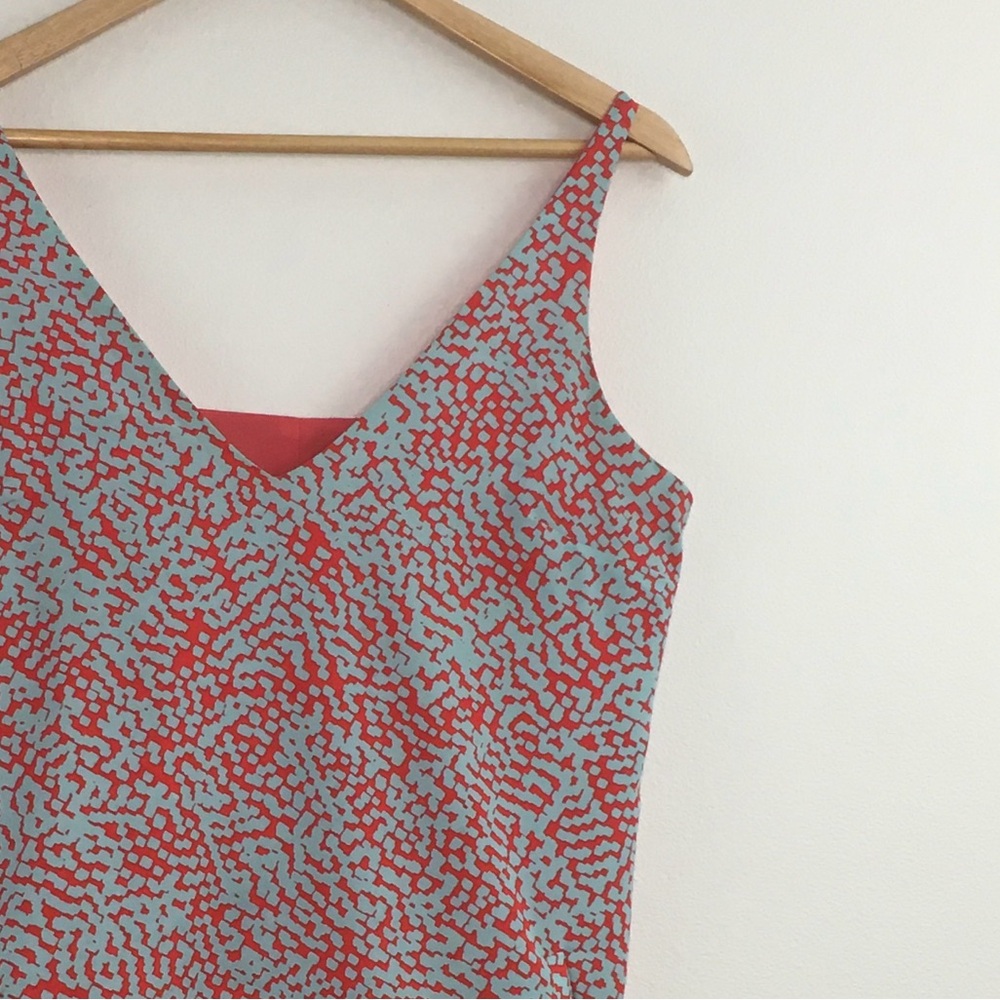 WAYF | Dress w/ Coral & Blue Pattern